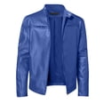 thumbnail image 3 of GXIPO Mens Leather Jacket Real Lambskin Cafe Racer Style Leather Biker Jackets For Men Royal Blue XL, 3 of 4