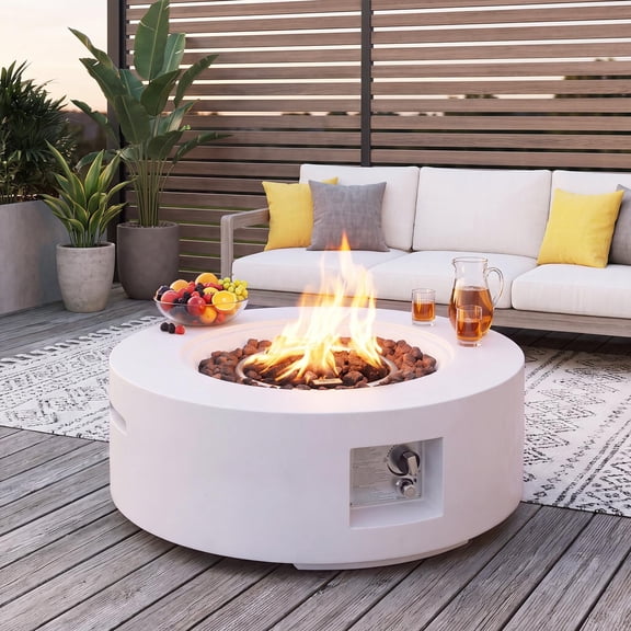 32-Inch Round Fire Pit Table Gas Fire Pit Coffee Table 1 Pack