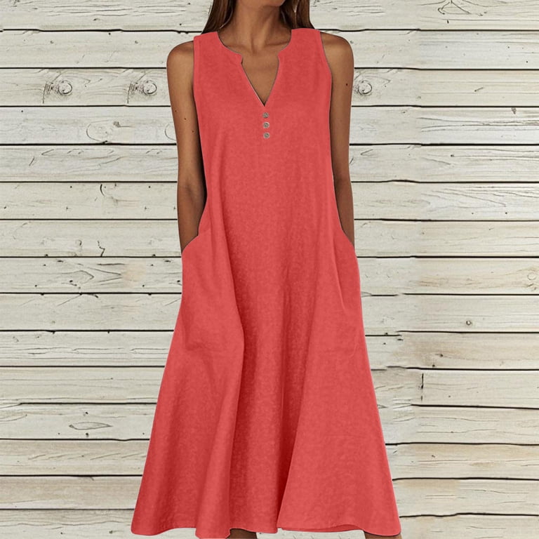 Zpanxa Women's Designer Summer Sleeveless V Neck Dress Casual Strappy  Sundress Beach Vacation Dress - Walmart.com