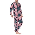 thumbnail image 2 of KLL Rose Flowers Sleepwear Mens Flannel Pajamas,Long Cotton Pj Set, 2 of 7