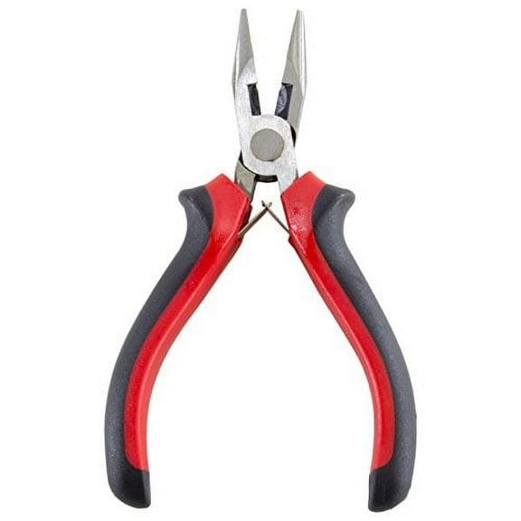 Mini Long Nose Pliers with Serrated Jaws and Side Cutter, Cushion Grip Handle, 4.75 Inch Overall Length