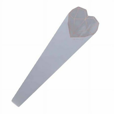 Panda Superstore Heart Flower Bouquet Packaging Bag Diamond Shape Flower Sleeves Wrapping Paper for Single Rose, Grey - 20 Piece