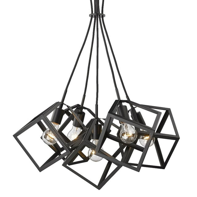 Golden Lighting Cassio 5 Light Pendant in Matte Black