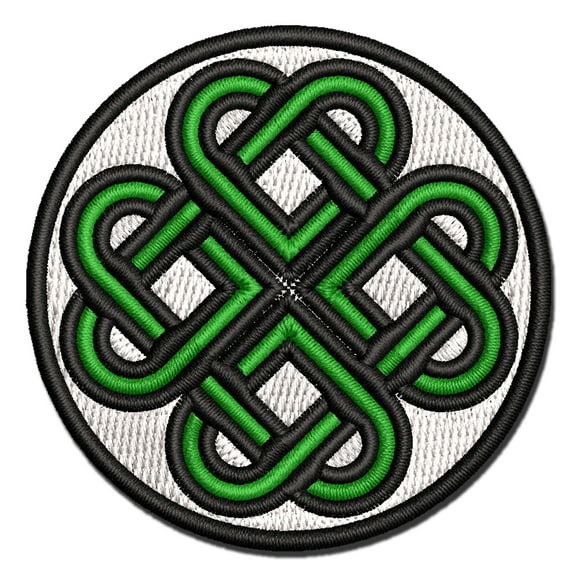 Celtic Shamrock Knot Outline Applique Multi-Color Embroidered Iron-On Patch - 2.5 Inch Small