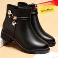 thumbnail image 2 of Zapatos de madre, zapatos de algodón, zapatos de tacón grueso para mujer, zapatos de cuero de algodón, botines de tacón medio con suela suave y planos, zapatos antideslizantes para mujeres, 2 of 5