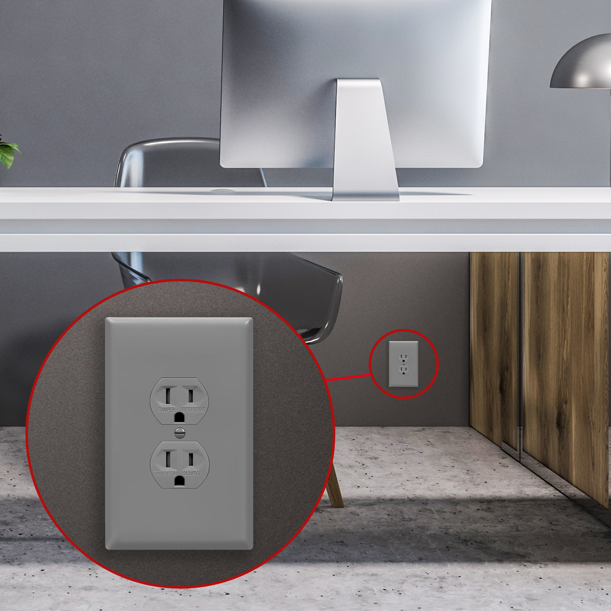 ENERLITES Duplex Receptacle Outlet Wall Plate, Jumbo Electrical Outlet Cover, Gloss Finish, Oversized 1-Gang, Polycarbonate Thermoplastic, 8821O-GY, Gray - image 4 of 5
