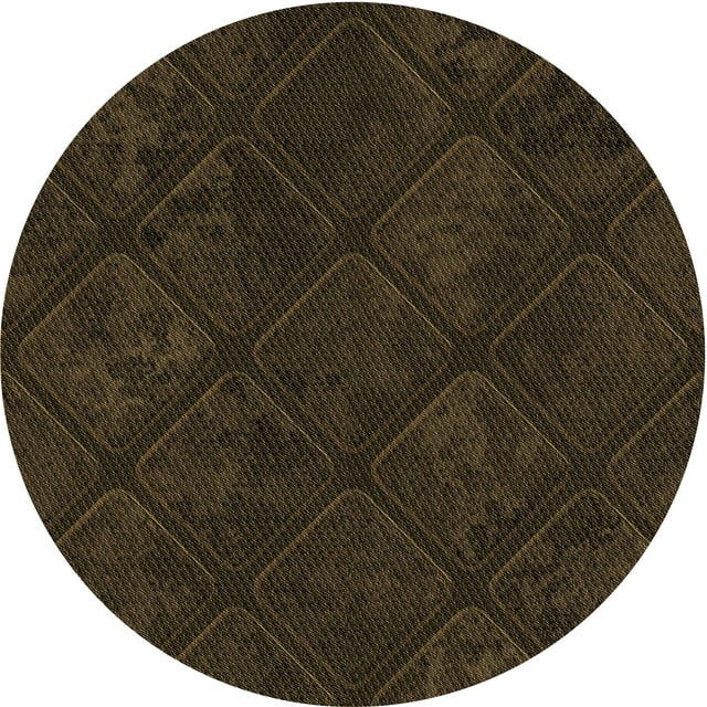 Ahgly Company Tapis Rond Lavable en Machine Intérieur Transitionnel Gris Minuit, 8 Pieds Rond