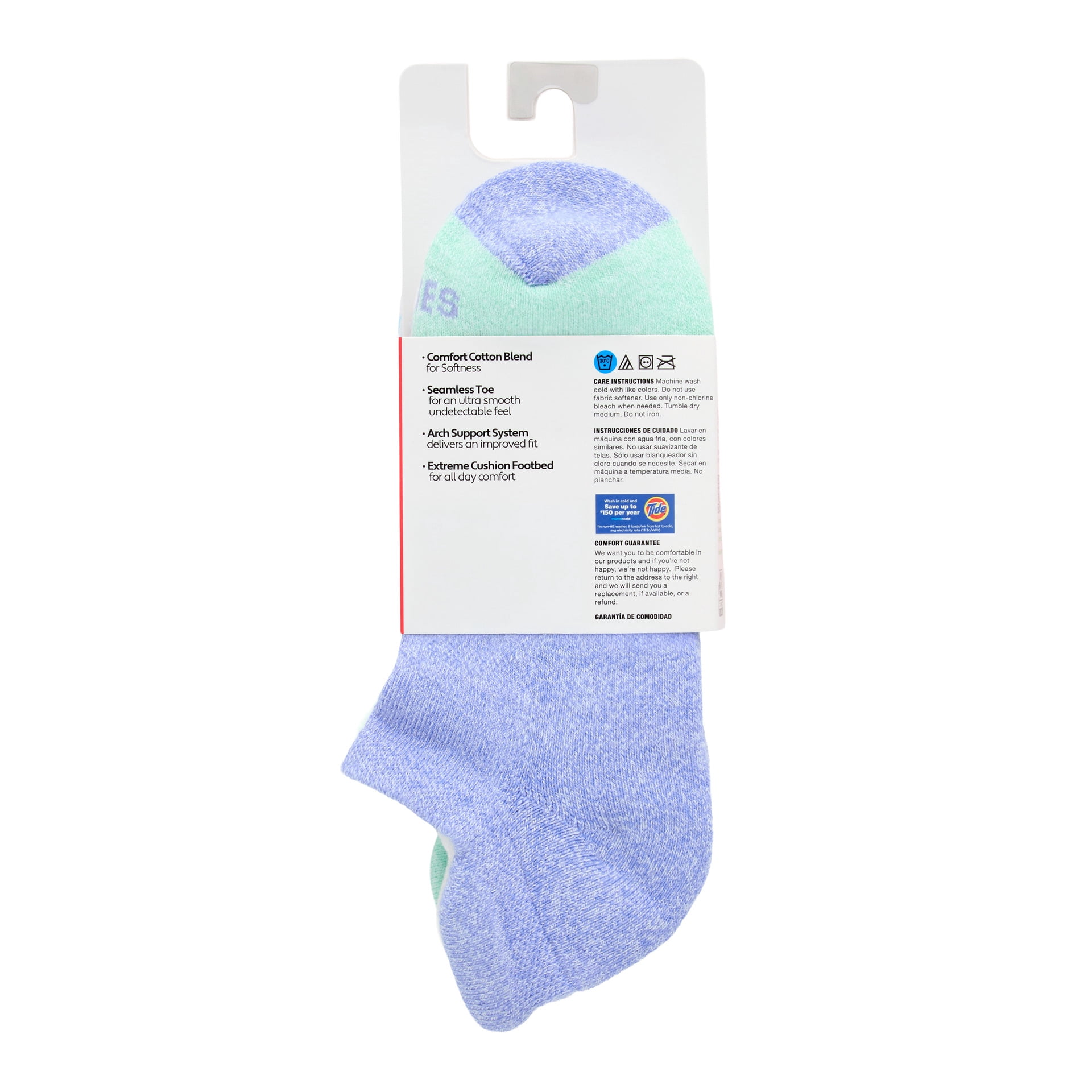 Hanes Womens Absolute Comfort No-Show Socks w/ Heel Shield, 4-Pack, Size 5-9