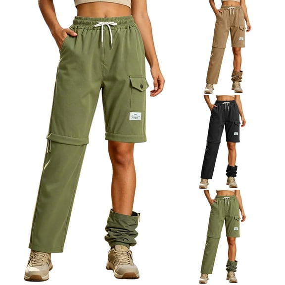 Breezora Zip Off Cargo Hiking Pants for Women Loose Fit Convertible Outdoor Trousers Lightweight Travel Fishing Casual Pull On Bottoms