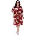thumbnail image 3 of DARING DIVA Women's Plus Size Satin Floral Short Sleeve Round Neck Nightgown 2X Red, 3 of 6