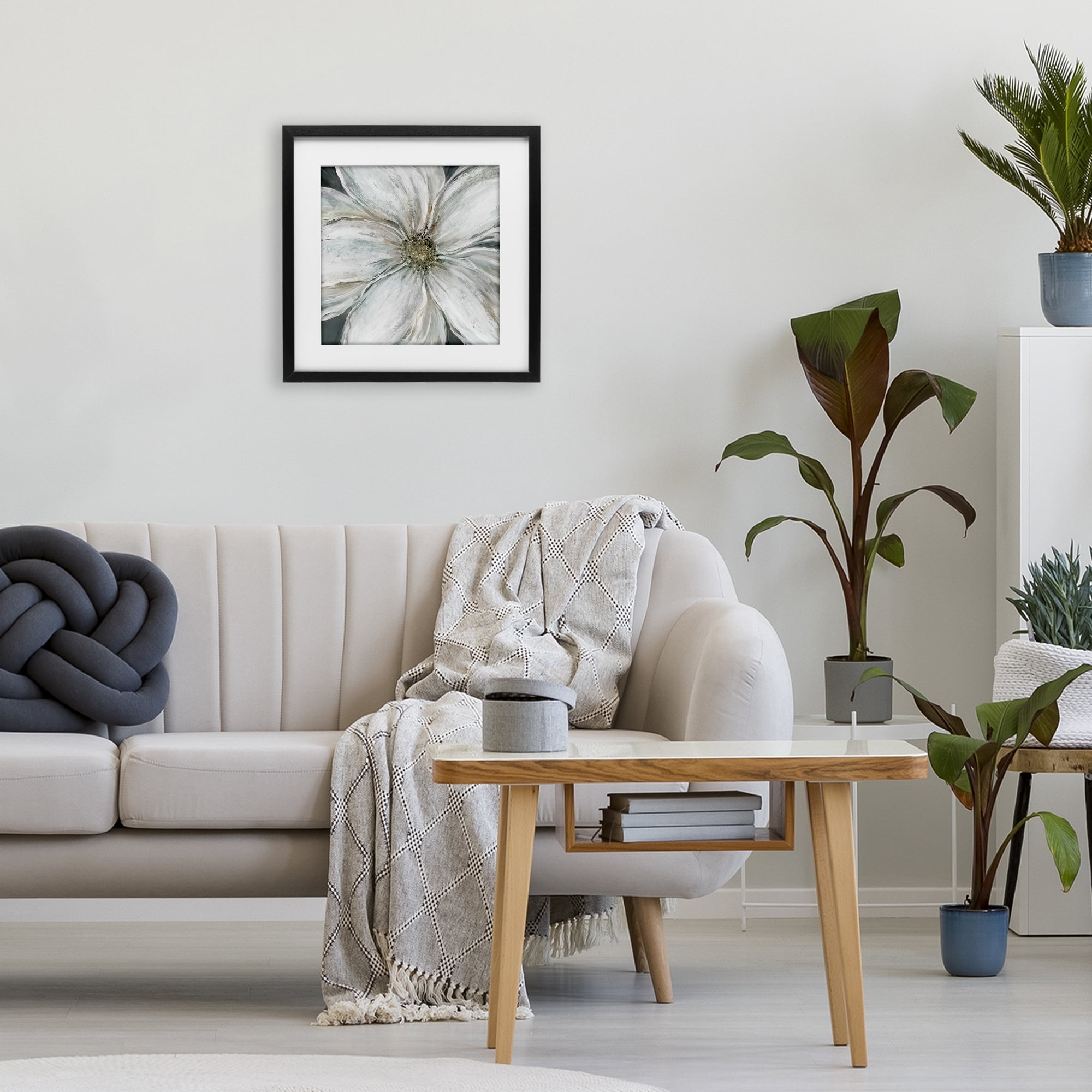 Stupell Industries Closeup Serene White Blossom Black Framed Print Under Glass, design by Carol Robinson