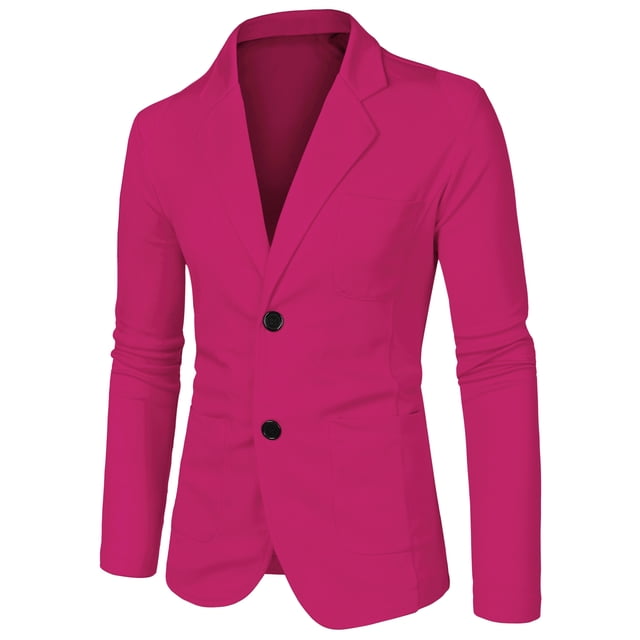INSPIRE CHIC Manteau pour Homme, Revers Cranté, Blazer en Tricot à Manches Longues avec Poches, Rouge Rose, 42