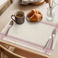 thumbnail image 3 of Rose Pink Grid Lines Placemats Set of 4 Boho Minimalist Stripes Texture Beige Place Mats Indoor Wipeable Table Mats Washable Cloth Dining Table Placemats for Kitchen Holiday Party Decor 13x19 Inch, 3 of 9