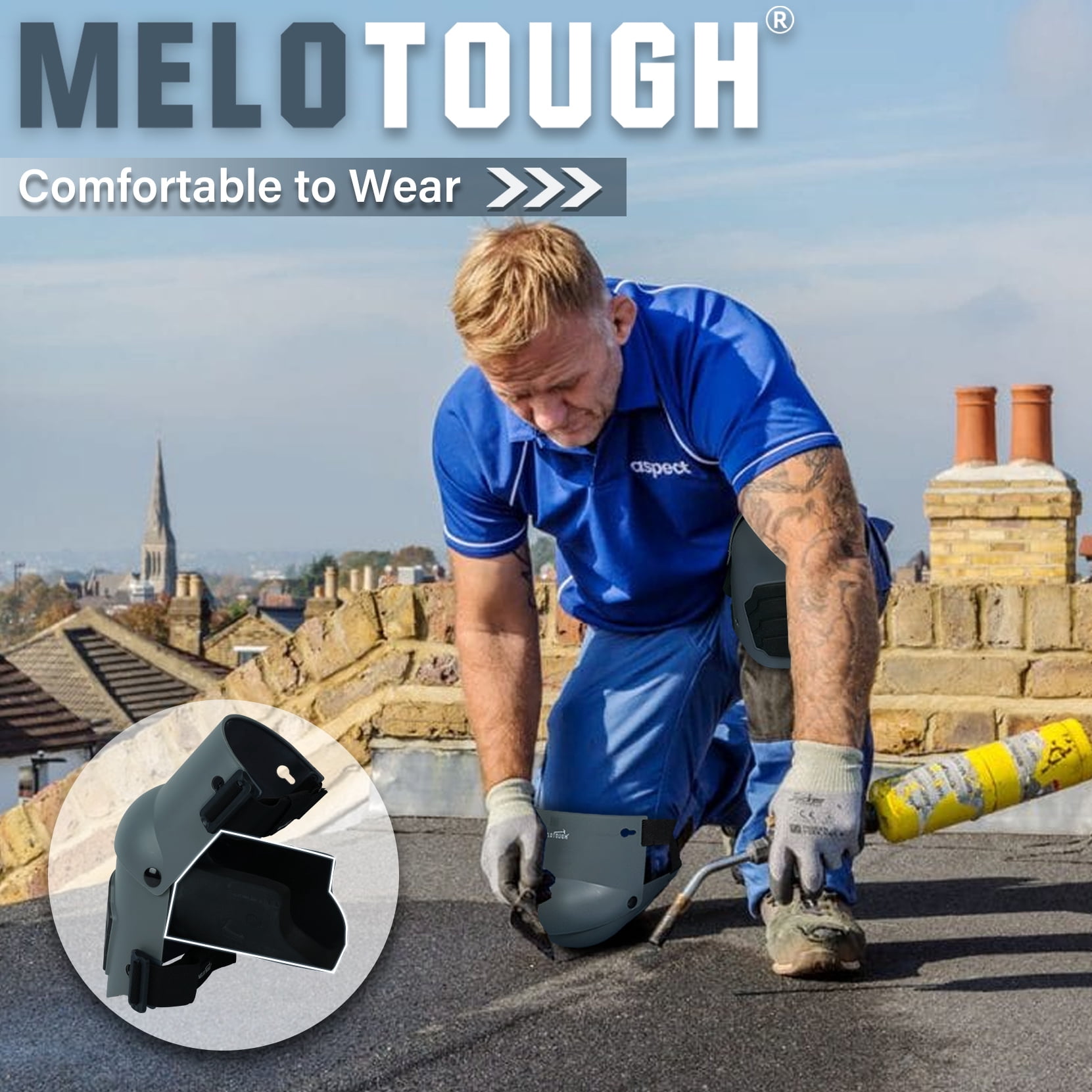 MELOTOUGH Knee Pads for Work,Construction,Flooring,Gardening-Comfortable and Flexible(Gray)