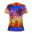 thumbnail image 4 of Naloa Palm Trees at Sunset Print T-Shirts Short Sleeve V Neck Tees for Women Fashion Tops Trendy Lightweight Soft Casual Summer Outfits Clothes, 4 of 5