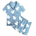 thumbnail image 4 of SUXIAN Girls Print Short Sleeve Buttoned Pajama Set with Pockets Comfortable Home Loungewear for Ages 2-13 Girls Pajamas Light Blue_#1 6-7 Years, 4 of 4