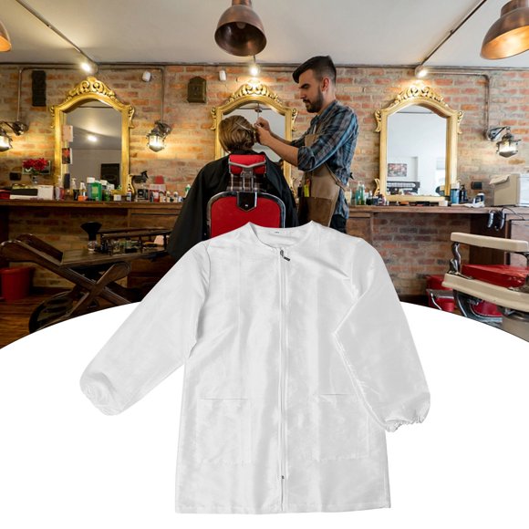 LOLIPPYY Salopettes de Technicienne de Beauté Imperméables à Manches Longues Uniforme de Salon Fibre pour Coiffeurs Blanc Lot de 1