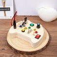 thumbnail image 3 of Montessori Busy Board LED Light Switch Busy Board Wooden Sensory Toys Portable Travel Busy Handle Board with Light Up LED Buttons Educational Learning Fidget Toy for Toddlers Kids, 3 of 10