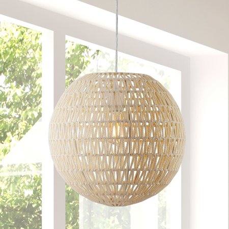 

JONATHAN Y Campana 1-Light Bohemian Modern Woven Rattan/Iron LED Pendant by JONATHAN Y Cream