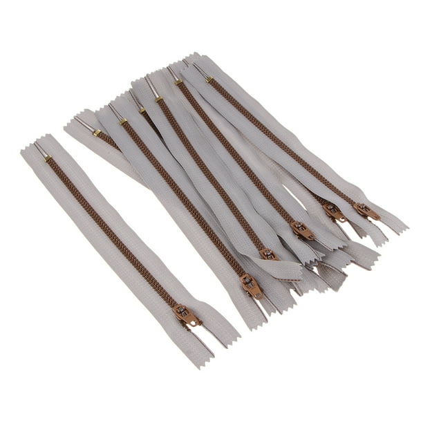 Cremalleras de nailon en espiral de 22,5 cm con extremo cerrado para confección DIY, fáciles de usar Gris claro