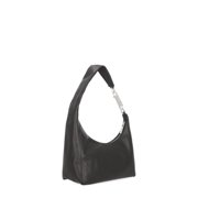Rick Owens Women's Minimalist Black Leather Bag With Silver Carabiner And Internal Pocket Grey