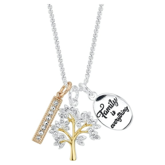 Believe By Brilliance Women's 14Kt Gold Flash Plated Crystal "Family Is Forever" Tree Necklace, 18 2