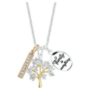 Women's 14Kt Gold Flash Plated Crystal "Family Is Forever" Tree Pendant Necklace