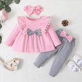 thumbnail image 2 of Infant Baby Girl Clothes Set Long Shirts Sweatshirt Pants Headband Set Infant Clothes Fall Winter Outfits for 3 6 9 12 18 Months Dailywear Set Infant Pants Set,6-9 Months,Pink, 2 of 9