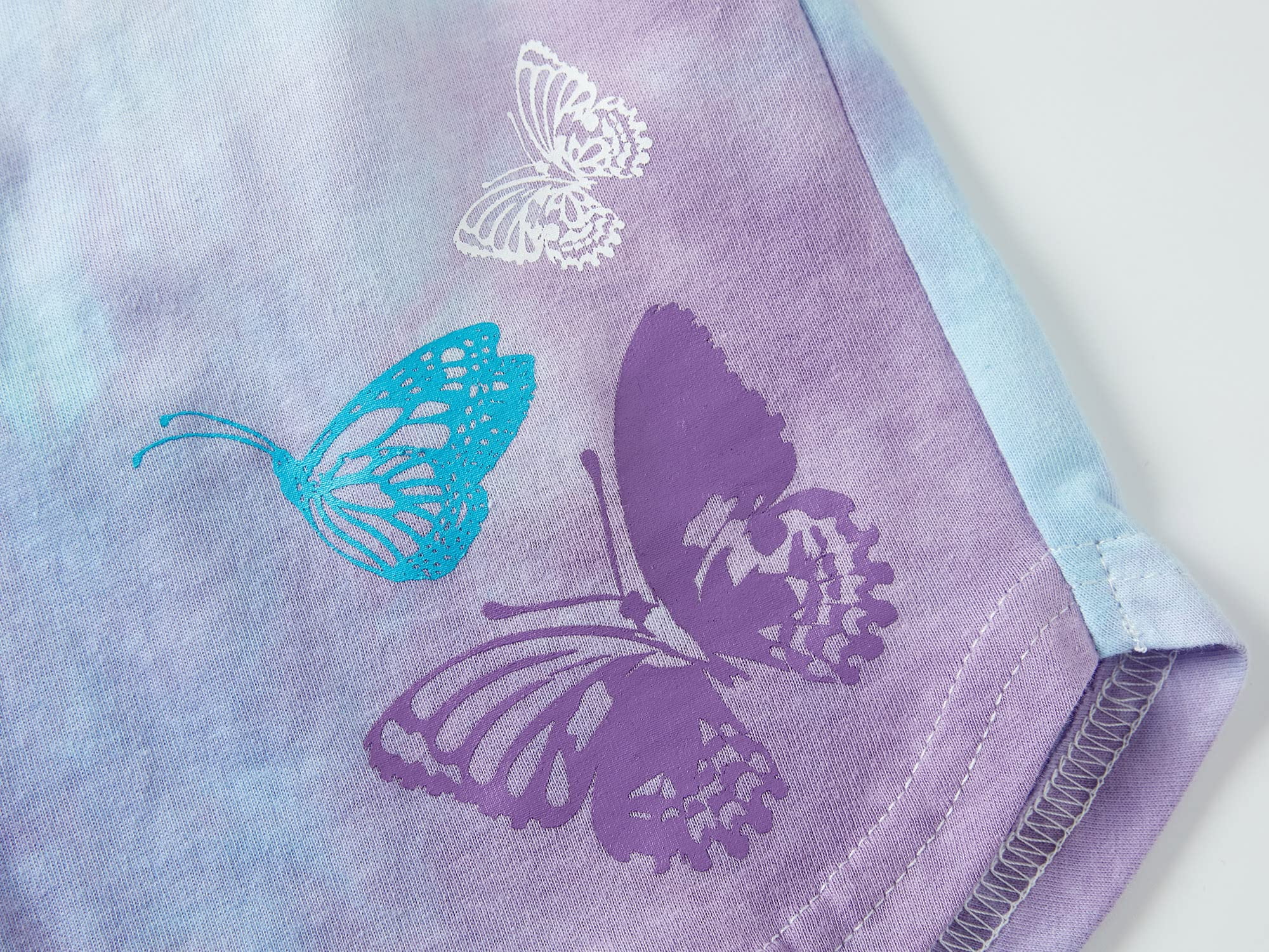 Beezizac Girls Pajama Set 2-PC Tank Top & Shorts Cotton Summer Tie Dye Butterfly Pjs Size 10