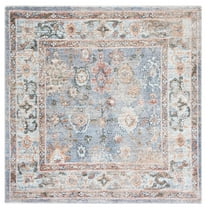 SAFAVIEH Jasmine Ellie Floral Area Rug, Blue/Gold, 5'3" x 5'3" Square