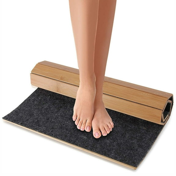 SereneLife SLFBMT20 Fold Up Non Slip Natural Bamboo Bath Floor Mat