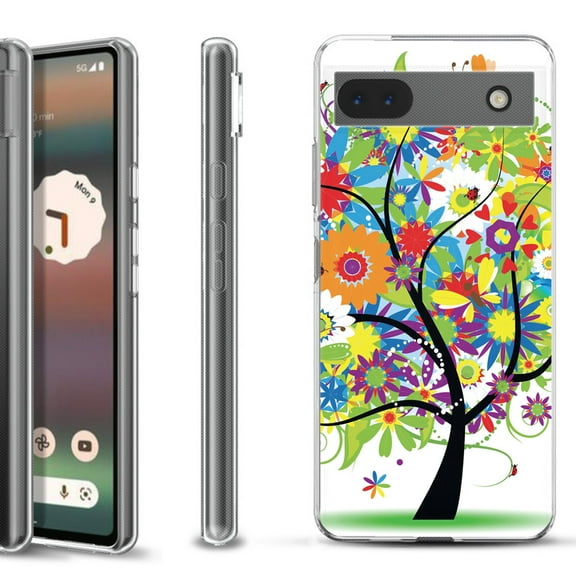 Slim-Fit Gel TPU Phone Case for Google Pixel 6a, by OneToughShield ® - Colorful Tree