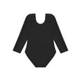 thumbnail image 4 of Eandarui Fleece-Lined Dance Leotard Solid Color Long Sleeve Ballet Gymnastics Bodysuit for Kids Girls Black 160, 4 of 7