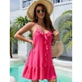 thumbnail image 2 of Women Bathing Suit Cover Up Beach Dress Spaghetti Strap Swimsuit Coverup Vacation Outfits Red XL, 2 of 6