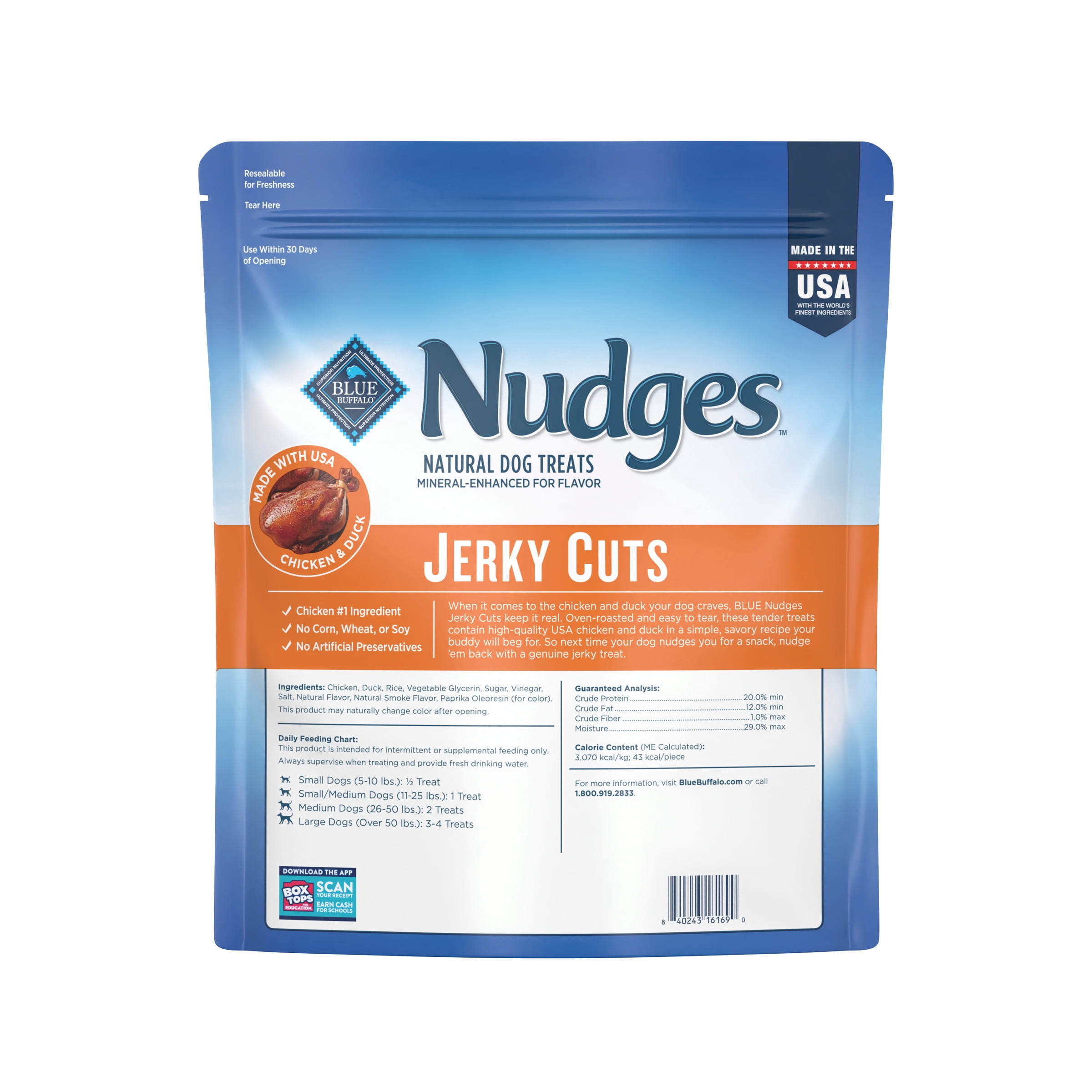 Blue Buffalo Nudges Jerky Cuts, Natural Dog Treats, Duck Jerky, 44oz Bag