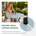 thumbnail image 4 of Round Outdoor Tablecloth with Umbrella Hole and Zipper, Blue Spring Floral Tablecloth with Elastic Waterproof, Daisy Flowers Elegant Farmhouse Art Patio Table Covers for 36" - 44" Picnic Pool Tables, 4 of 9