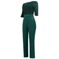thumbnail image 6 of Wdgfv Sequin Jumpsuits for Women Dressy Summer Casual Short Sleeve Cocktail Club party Wide Leg Romper with Pockets Green S, 6 of 7