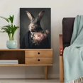 thumbnail image 5 of UXIEQU Vintage Rabbit Portrait Oil Painting Canvas Wall Art 15.75x11.81 Inches, 5 of 8