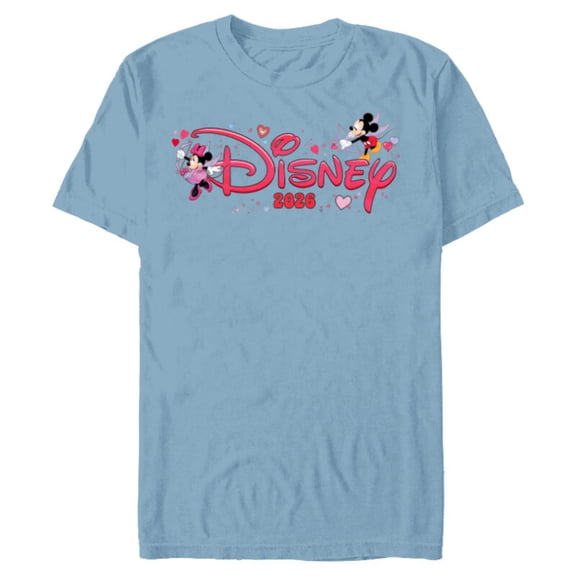 Disney Mickey & Minnie Valentine's Day 2026 Script Logo Trip Standard T-Shirt- Short Sleeve Blended T-Shirt for Adults - Customized-Ocean Blue