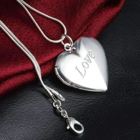 - ON SALE - LOVE Sterling Silver Heart Locket Necklace Silver
