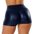 thumbnail image 2 of UHYARE Women's Flexible Club Faux Leather Shorts High Waisted Sexy Disco Short Hot Pants(Blue,XL), 2 of 4