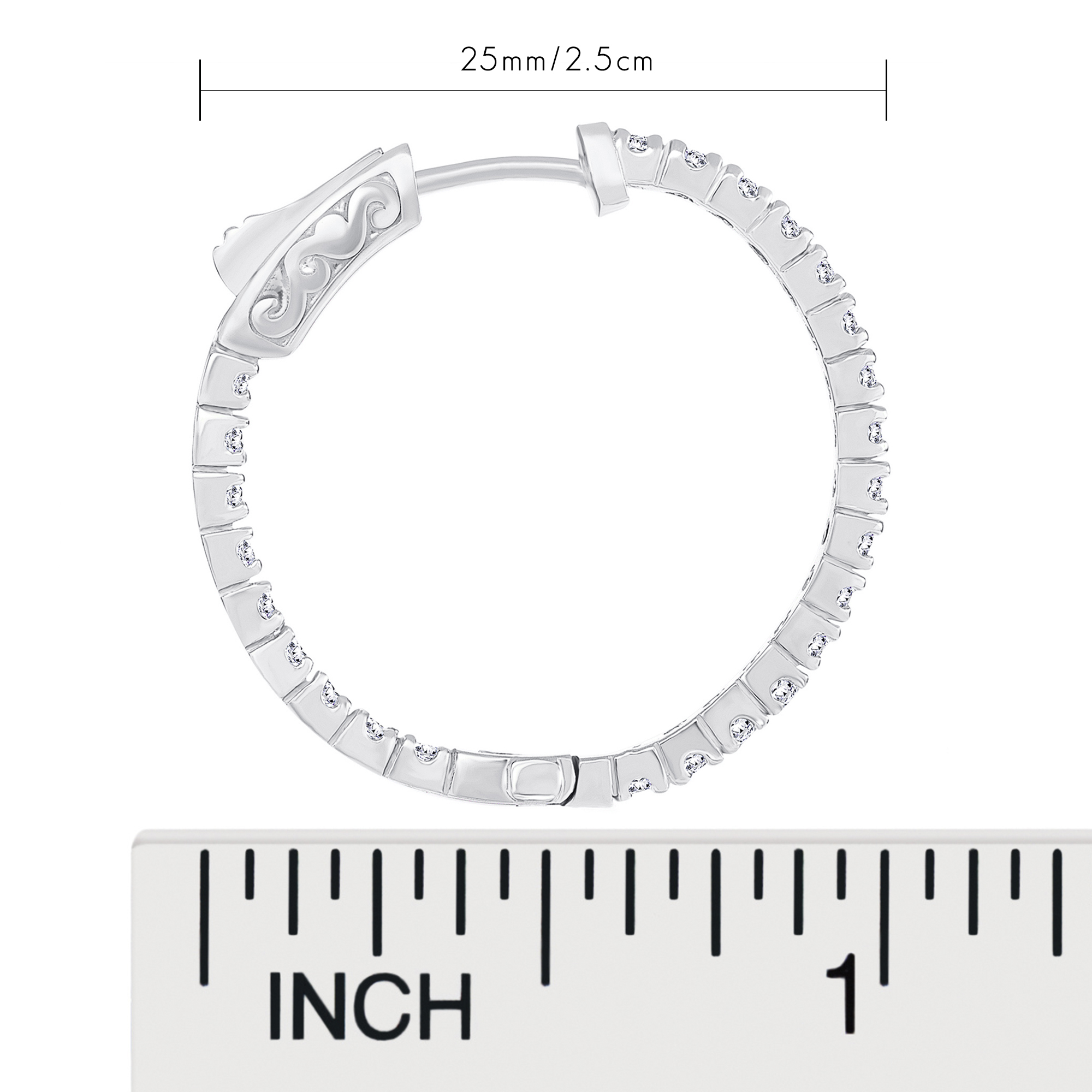 1 Carat Diamond Inside-Out Hoop Earrings for Women in 14k White Gold Elegantly Crafted with Secure Lock G-H by Beverly Hills Jewelers