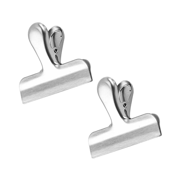 keepw 2pcsMetalClipsBag Scellement Document Clips Acier Inoxydablealimentaire GradeSilver Brossé Chaleur Résistant à l'Eau Rouille Cuisine Résistant L M