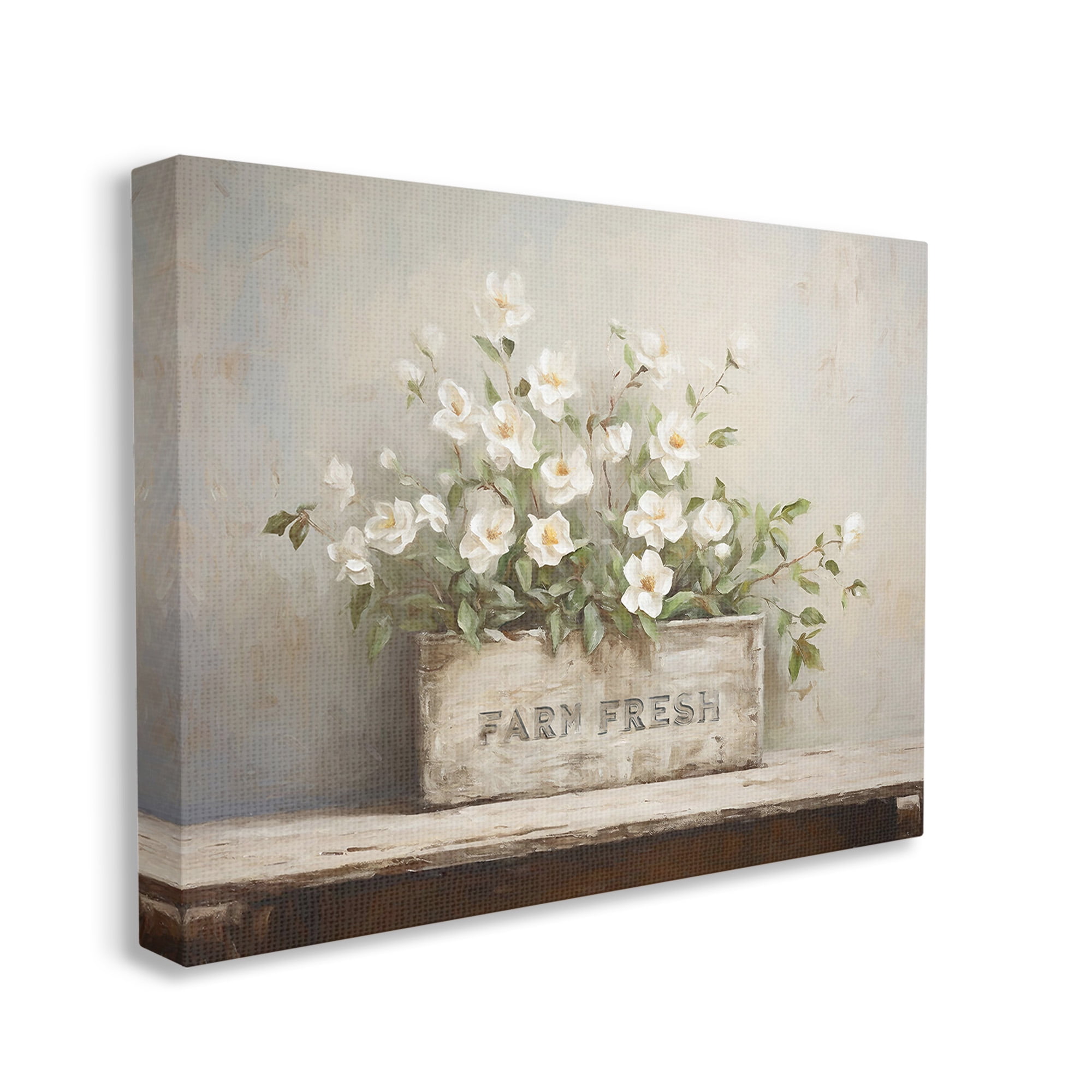 Stupell Industries Farm Fresh Flower Planter Botanical & Floral Painting Gallery Wrapped Canvas Art Print Wall Art, 20 x 16