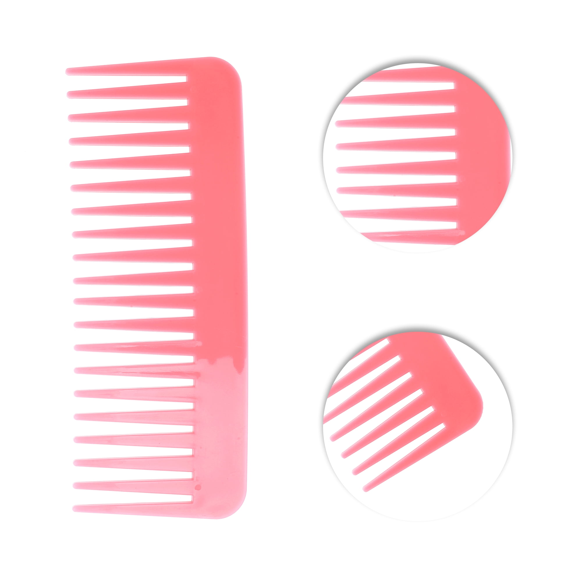 Unique Bargains 1 Pc Flat Style Wide Tooth Comb for Curly Thin Hair Pink