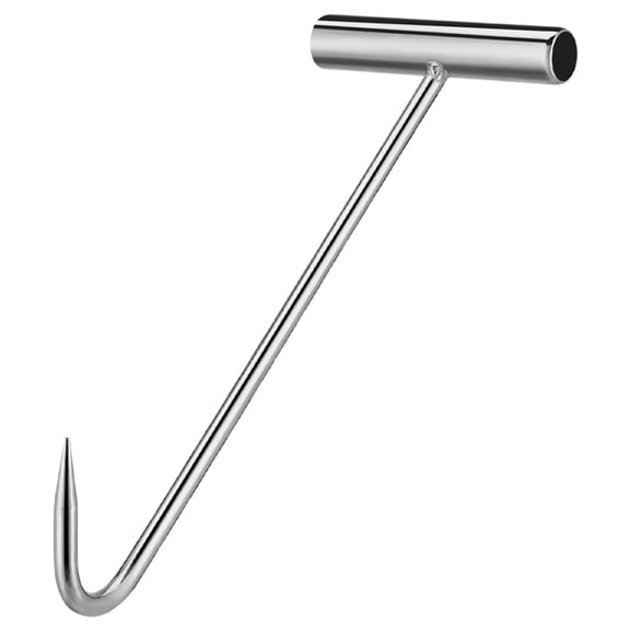 Niceauty Handy Manhole Hook T-Shaped Metal Handheld Hook Silver 1Pack