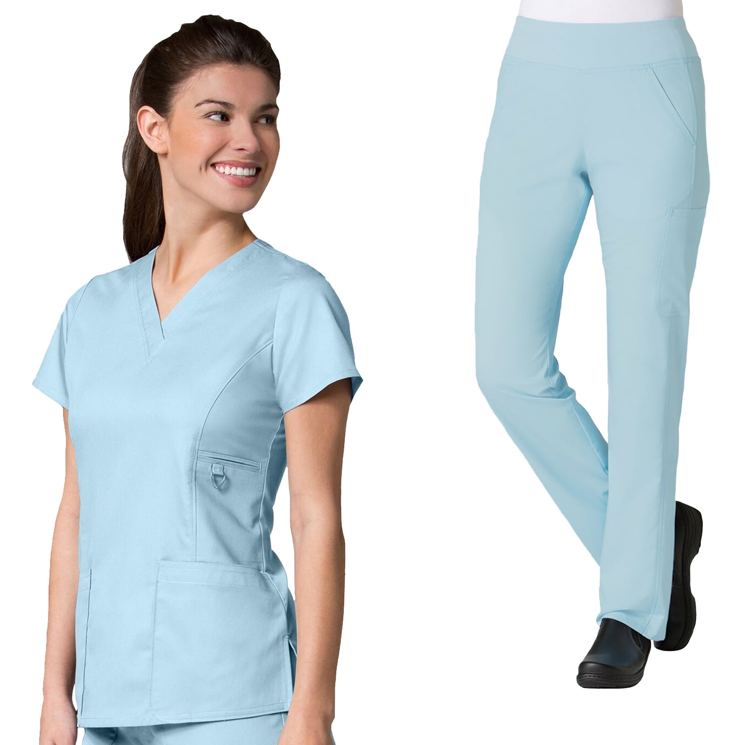 Maevn Eon Women's Active VNeck Pocket Scrub Top & Yoga Waistband Scrub