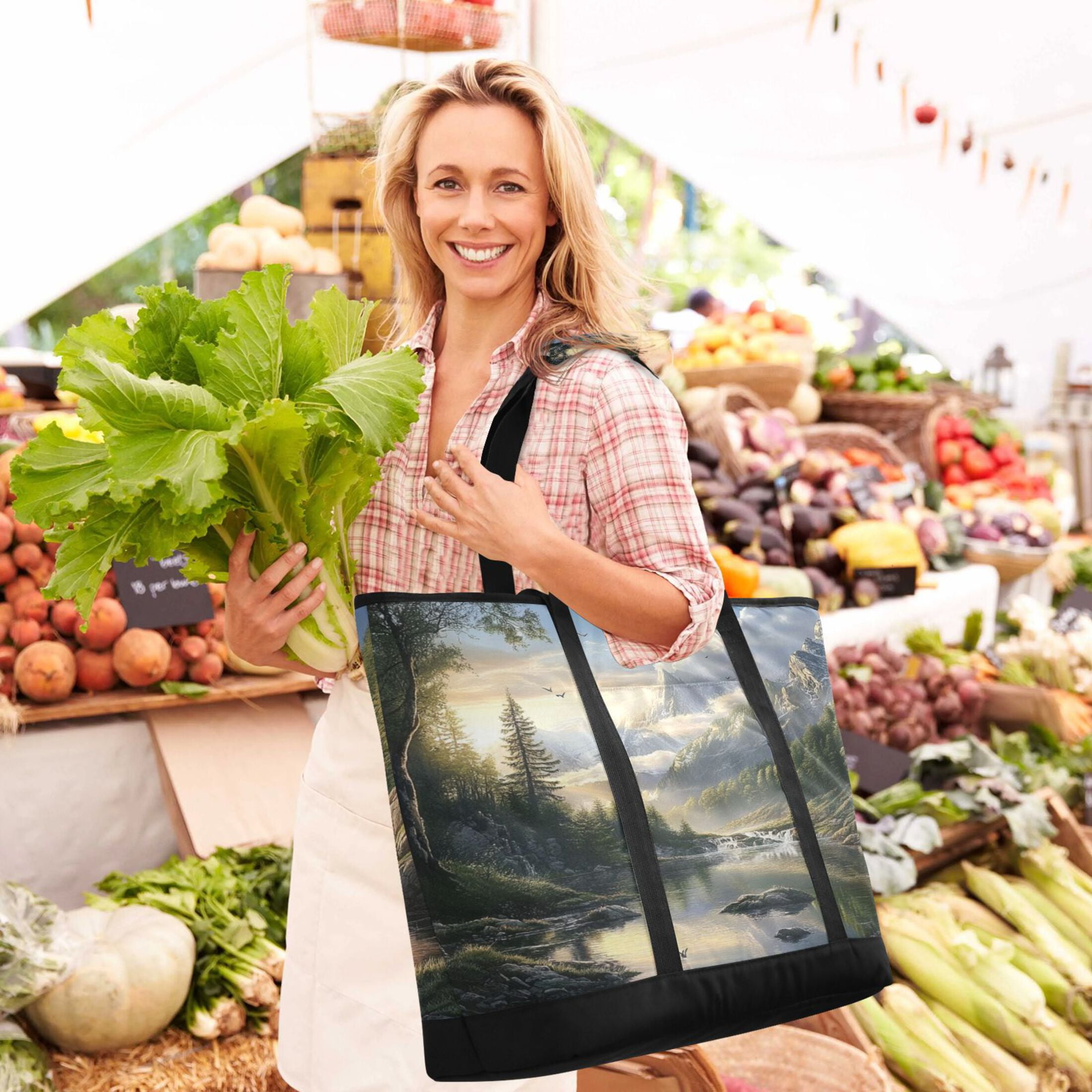 Large Hand-held Ice Pack Picnic Bag Insulation and Refrigeration Suitable for Shopping Picnics and Camping Mountain River