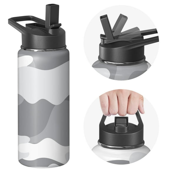Camouflage Insulated Stainless Steel Water Bottle with Straw & Cleaning Brush – 18 Oz | Leakproof, BPA-Free, 304 Stainless Steel, Wide Mouth, Travel Mug for Car, Gym, Office
