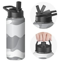 Camouflage Insulated Stainless Steel Water Bottle with Straw & Cleaning Brush – 18 Oz | Leakproof, BPA-Free, 304 Stainless Steel, Wide Mouth, Travel Mug for Car, Gym, Office